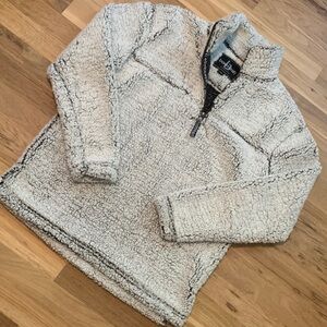 BOXERCRAFT Quarter Zip Long Sleeve Sherpa Pullover Frosty Gray Unisex XS